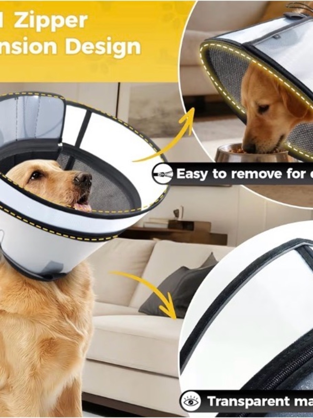 BNWT Reusable White Dog Recovery Cone - Comfortable Protective